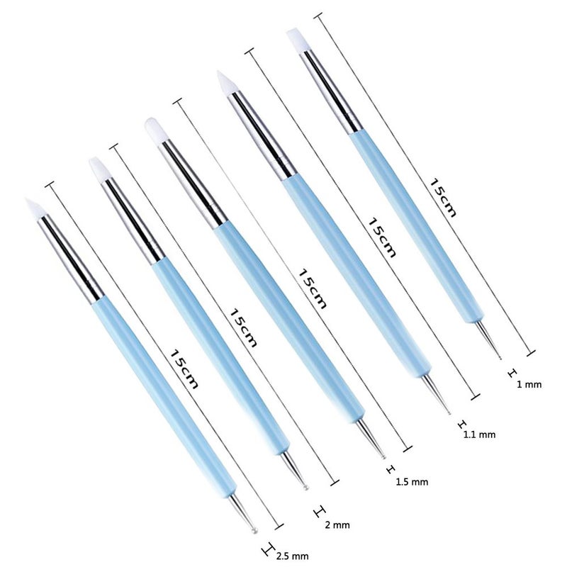 Ecjiuyi 9PCS Sculpting Tools,4PCS Double-Ended Metal Ceramic Clay Ball Stylus Dotting Tools and 5PCS 2 Way Silicone Polymer and Embossing Paper Flower Indentation Tool Set - Image 3